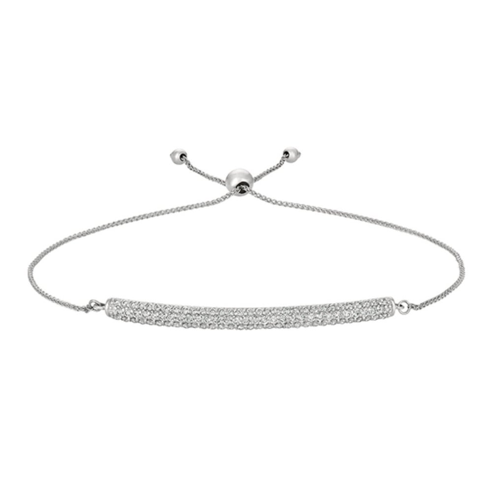 1.00 Carat Natural Diamond Bolo Bar Bracelet 14K